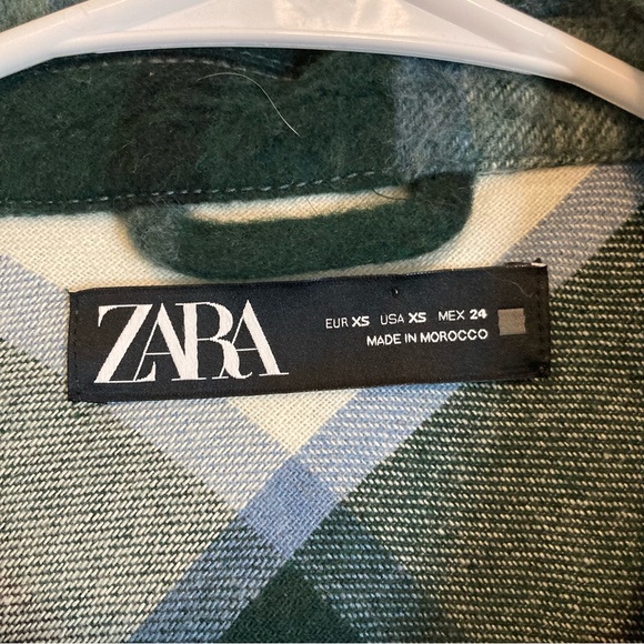 Zara Plaid Shacket Flannel Oversized Wool - Picture 4 of 5
